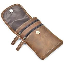 NKns Fanny Pack Mens Leather Purse Mens Pockets Mobile Phone Bag Mens Passport Holder