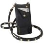 Bandolier Sarah Crossbody Phone Case and Wallet - Black Leather with Gold Detail - Compatible with iPhone 8 Plus, 7 Plus, 6 Plus, 6s Plus Only