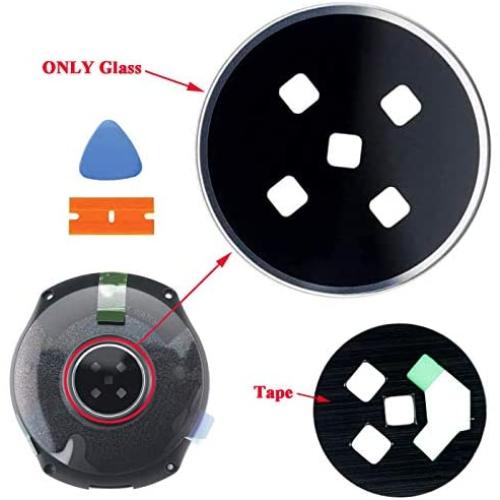 Ubrokeifixit Compatible Back Rear Lens Glass with Tape Replacement for Samsung Galaxy Watch 46mm SM-R800 R805/Galaxy Watch 42mm SM-R810 R815 Black(Rear Cover NOT Included)