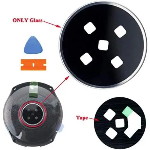 Ubrokeifixit Compatible Back Rear Lens Glass with Tape Replacement for Samsung Galaxy Watch 46mm SM-R800 R805/Galaxy Watch 42mm SM-R810 R815 Black(Rear Cover NOT Included) Ubrokeifixit Compatible Back Rear Lens Glass with Tape Replacement for Samsung Galaxy Watch 46mm SM-R800 R805/Galaxy Watch 42mm SM-R810 R815 Black(Rear Cover NOT Included)