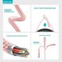 iPhone Charger, Overtime Apple MFi Certified 6ft Braided Lightning USB Cable with Dual Port Wall & Car Charger Adapter for iPhone 11 Pro Max X Xs XR 8 7 6s 5 SE, iPad Pro Air Mini – Rose Gold