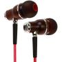 Symphonized NRG 2.0 Wood Earbuds Wired, in Ear Headphones with Microphone for Computer & Laptop, Noise Isolating Earphones for Cell Phone, Ear Buds with Booming Bass (Lava Red)