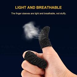 ShiningLove Gaming Finger Sleeve Touchscreen Finger Gloves Conductive Fiber Cap Anti-Sweat Breathable Touch and Sensitive for Mobile Phone Games Black+White