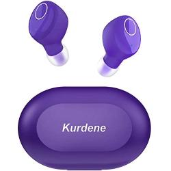 Kurdene Small Wireless Earbuds,Bluetooth Earbuds with Charging Case Bass Sounds IPX8 Waterproof Sports Headphones with Mic Touch Control 24H Playtime for iPhone/Samsung/Android(Purple)