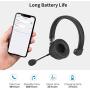 Trucker Bluetooth Headset with Microphone, KKUYI 40 Hrs Wireless Headset, Noise Cancelling Mic, On Ear Headphones, Cell Phone, Skype, Truck Driver, Call Center