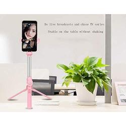 Without Battery It Tripod Selfie Stick Does not disassemble All-in-one Mobile Phone Horizontal and Vertical Shooting Universal Bluetooth Selfie Beauty Shot Artifact (Pink)