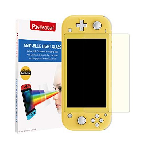 Pavoscreen Anti-Blue Light Tempered Glass for Nintendo Switch Lite, Reduce Eyes Fatigue ,Transparent HD Clear, Anti-Scratch and Anti-Fingerprint Screen Filter Fit Nintendo Switch Lite 2019