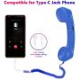 Cell Phone Handset, Retro Telephone Handset 3.5 mm Wired Anti Radiation Noise Reduction Receivers for iPhone, Android Mobile Phones, Smartphone (Dark Blue)