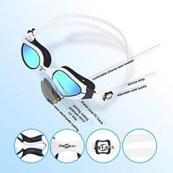 PHELRENA Swim Goggles, 2019 Electroplated Swimming Goggles, Anti Fog,No Leaking,UV Protection,Shatter-Proof, Clear Wide Vision Triathlon Swim Goggles for Women Men Adult with Free Nose Clip Ear Plugs