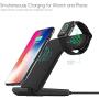 FACEVER Qi Wireless Charger, 2 in 1 Fast Charging Station Compatible for Apple Watch Series 1 2 3 4 5, iPhone 11 Pro Max X XS XR 8 8 Plus, Phone and Watch Stand Dock, Black