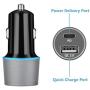 Rapid Type C Car Charger, Compatible for Google Pixel 4a/4/3a/3/2/XL, Galaxy S20/S10 USB C PD Car Charger with 3ft Type C Cable, 18W Power Delivery& Quick Charge 3.0 Fast Charging Car Adapter-Gray