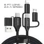 Multi USB Charging Data Cable, MANINAM 5 in 1 Multi USB Cable, Multi Charger USB C Cable, 2.4A Fast Charging Cord, 6FT Cotton Braided with Cable Organizer, for Phone Tablet Camera etc (Black) Multi USB Charging Data Cable, MANINAM 5 in 1 Multi USB Cable, Multi Charger USB C Cable, 2.4A Fast Charging Cord, 6FT Cotton Braided with Cable Organizer, for Phone Tablet Camera etc (Black)