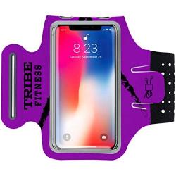 TRIBE Premium Running Armband & Phone Holder for iPhone X, Xs, Xs Max, Xr, 8, 7, 6, Plus Sizes, Galaxy S9, S8, S7, S9/S8 Plus, Note with Adjustable Elastic Band & Key/Card Slot - 100% Lycra