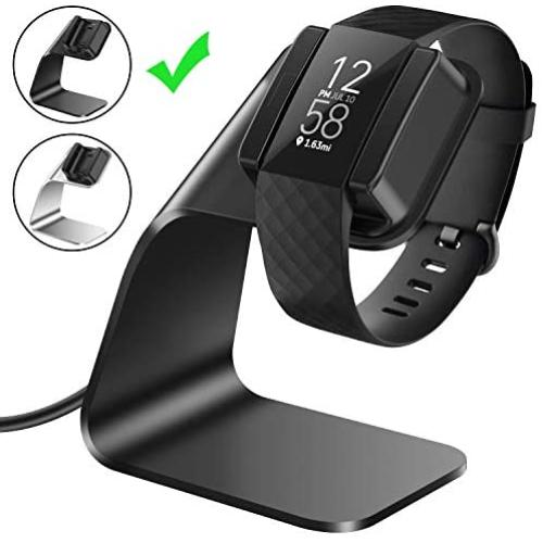 CAVN Charger Dock Compatible with Fitbit Charge 4 / Charge 4 SE, Aluminum Charger Dock Replacement Charging Stand Station Cradle Base with USB Cable for Charge 4 Smart Watch (Black)