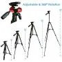 Fugetek 54&quot Tripod, Works with Phone & Camera, Use for Facetime, Video Calls, Teaching, Lightweight Aluminum, Removable Bluetooth Remote, Mount Smartphone, DSLR, Compatible with Apple Android, Black