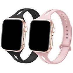 YAXIN Compatible with Apple Watch Band 44mm 42mm 40mm 38mm for Women, Breathable Soft Silicone Sport Band Replacement Compatible for Apple Watch iWatch Series 5, Series 4, Series 3, Series 2, Series 1