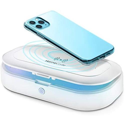 Homecode UV Cleaner & Wireless Charger | 3 in 1 Sterilizing Box for Cell Phone, Jewelry, Watches, Glasses | Portable UV-С Light Smartphone Sanitizer | USA & EA Certificated