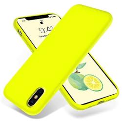 OTOFLY Liquid Silicone Gel Rubber Full Body Protection Shockproof Case for iPhone Xs/iPhone X，Anti-Scratch&Fingerprint Basic-Cases，Compatible with iPhone X/iPhone Xs, (Fluorescent Yellow)