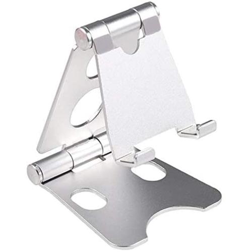 Mobile Phone Desktop Bracket Flat Universal Universal Lazy Support Bracket Clip Driving Metal Aluminum Alloy Portable Adjustable Lifting Live Simple Household Folding (Silver)