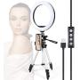 10" Selfie Ring Light with Tripod Stand & Cell Phone Holder for Live Stream Makeup - GLCON Dimmable LED Camera Ringlight for YouTube Video Tiktok Photography - Ring Light for iPhone Android (Silver)