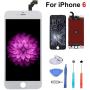 for iPhone 6 Screen Replacement White, LCD Display & Touch Screen Digitizer Frame Assembly Set with 3D Touch and Repair Tools