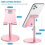 (2020 Upgraded Newest) Tablet Stand, Height Adjustable Desktop Stand Holder, 360° Rotating Aluminum Alloy Cradle Mount Dock for iPhone, Samsung, Smartphone & iPad, Tablet etc (4-10 Screen), Pink