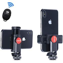 Phone Tripod Mount with Remote, 360 Rotation Smartphone Tripod Adapter with Cold Shoe Cell Phone Holder for iPhone 11/11 Pro/11 Pro Max/X/XS/Xs Max