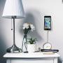 TXesign Adhesive Wall Phone Holder Mount for Smartphones iPhone External Battery Wall Holder Mount (Silky Beige & Transparent)