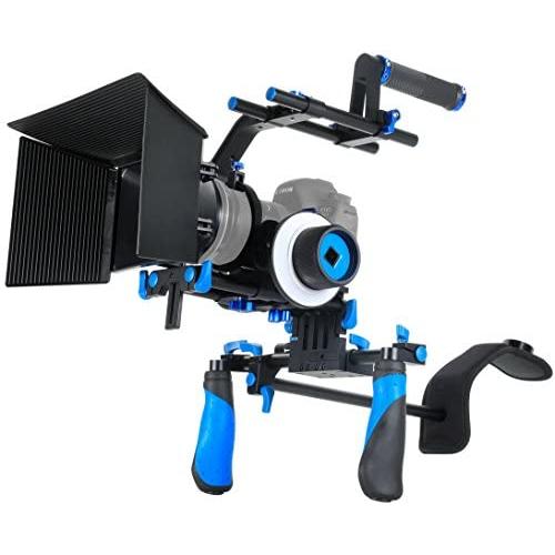 Morros DSLR Rig Movie Kit Shoulder Mount Rig + Follow Focus + Matte Box + Adjust Platform+ C Shape Support Cage +Top Handle for All DSLR Cameras and Video Camcorders