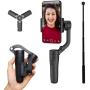 FeiyuTech Vlog pocket mini foldable portable Smartphone Gimbal 3-axis stabilizer suitable for various mobile phones, video on Tik Tok payload 240g including tripod and extra extension pole Color-black