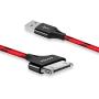 AGVEE Unbreakable Nylon Braided [3 Pack 6ft] 30 Pin Heavy Duty Fast Charger Cable, Slim Metal Shell End Case Friendly Charging Data Cord for iPhone 4/4S, iPad 1/2/3, iPod, Black and Red