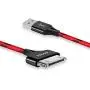 AGVEE Unbreakable Nylon Braided [3 Pack 6ft] 30 Pin Heavy Duty Fast Charger Cable, Slim Metal Shell End Case Friendly Charging Data Cord for iPhone 4/4S, iPad 1/2/3, iPod, Black and Red
