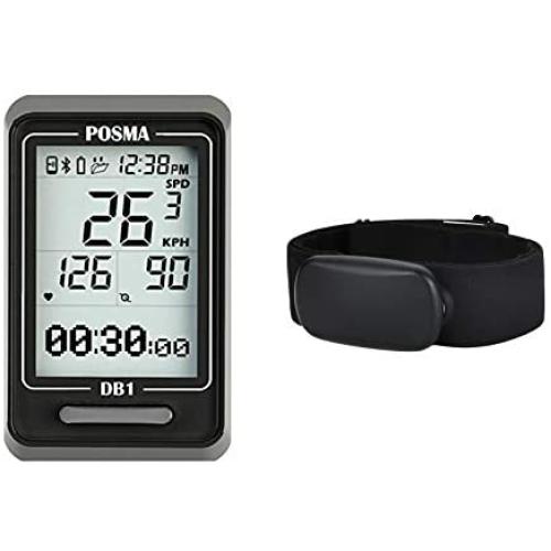   POSMA  DB1 Bluetooth Cycling Bike Computer BHR30 ANT+ Bluetooth Dual Mode Heart Rate Monitor Value Kit - Speedometer Support GPS by Smartphone iPhone