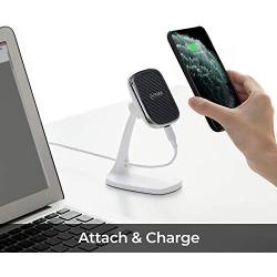 PITAKA New MagEZ Mount Qi Desktop Smartphone Charging Stand Magnetic Fast Wireless Charger Indoor Use Aramid Fiber Carbon Style 360° Rotatable White (for PITAKA MagEZ Case only)