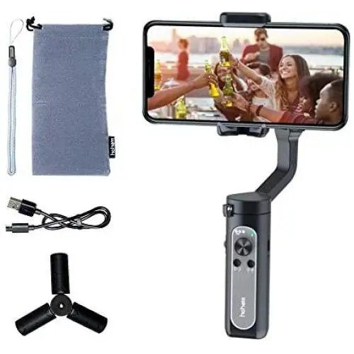 hohem 3-Axis Smartphone Gimbal Stabilizer for iPhone 11 Pro mAX/Xs Android, Foldbale Gimbal for Vlog Youtuber Live Video Recording, Face Tracking, Auto Inception Timelapse, iSteady X (Black)