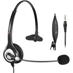 Arama Cell Phone Headset w/Lightweight Secure-Fit Headband, Pro Noise Canceling Mic and in-line Controls 3.5mm Headset for iPhone, Samsung, LG, HTC, BlackBerry Mobile Phone and iPad Tablets (A600MP)