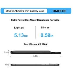 OMEETIE Battery Case for iPhone Xs Max, 5000mAh Slim Portable Rechargeable Charging Case Compatible with iPhone Xs Max(6.5 inch) Protective Charger Case (Black)