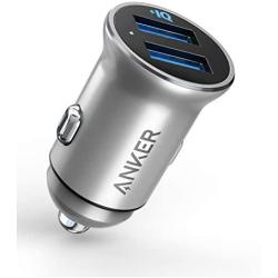 Car Charger, Anker Mini 24W 4.8A Metal Dual USB Car Charger, PowerDrive 2 Alloy Flush Fit Car Adapter with Blue LED, for iPhone 11/XR/Xs/Max/X/8/7/Plus, iPad Pro/Air 2/Mini, Galaxy, LG, HTC and More