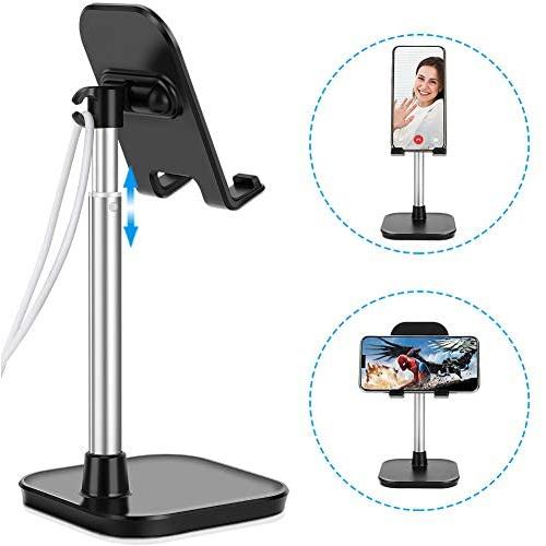 AONKEY Cell Phone Stand, Height Angle Adjustable Desk Phone Holder, Compatible with iPhone 11 Pro Max SE XS XR X 6 6S 7 8 Plus, All Mobile Phones & Other 4-11 inch Devices
