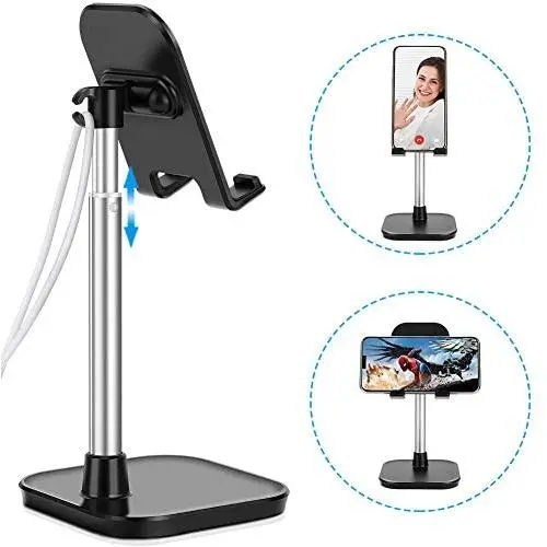 AONKEY Cell Phone Stand, Height Angle Adjustable Desk Phone Holder, Compatible with iPhone 11 Pro Max SE XS XR X 6 6S 7 8 Plus, All Mobile Phones & Other 4-11 inch Devices