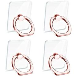 PYFK Transparent Cell Phone Ring Holder, 360 Degree Rotation, Finger Grip Stand Holder, Compatible with iPhone X, iPhone 8/8 Plus, iPhone 7/7 Plus, Samsung Galaxy S8 etc. (4 Rose Gold)