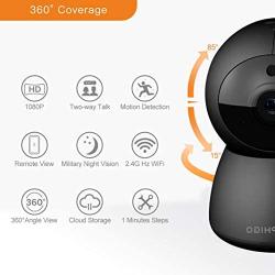 DophiGo Set of 2 1080P HD Dome 360° Wireless WiFi Baby Monitor Safety Home Security Surveillance IP Cloud Cam Night Vision Camera for Baby Pet Android iOS apps (Set of 2 Black)