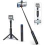 ATUMTEK Bluetooth Selfie Stick Tripod with Screw Mount, Extendable 4 in 1 Aluminium Selfie Stick with Wireless Remote for iPhone 11/X/XS/8/7 Plus, Samsung, GoPro, Osmo Action, Selfie Light and More