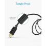 Anker [2-Pack 6ft] Nylon Braided Tangle-Free Micro USB Cable with Gold-Plated Connectors for Android, Samsung, HTC, Nokia, Sony and More (Black)