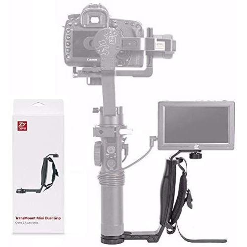 Zhiyun Mini Dual Grip, Transmount Single Handle Grip L Bracket Rig 1/4 Screw Connector for Zhiyun Crane 2 Crane Plus Crane M V2 Series DJI Ronin-S Handheld Gimbal Stabilizer + EACHSHOT Cleaning Cloth