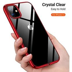 TORRAS Crystal Clear iPhone 11 Case, [10X Anti-Yellowing] Thin Slim [Anti-Scratch] Shockproof Soft TPU Rubber Cover Case for iPhone 11 6.1 inch, Glossy Red