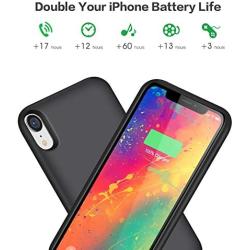 HHETP Battery Case for iPhone XR Upgraded【6800mAh】 Portable Rechargeable Charger Case for iPhone XR Extended Battery Pack for iPhone XR Protective Charging Case Backup Cover(6.1 inch) - Black