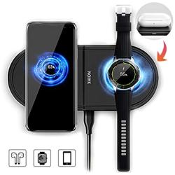 NOIHK Wireless Charger Pad Compatible with Samsung Galaxy Watch 42mm 46mm,2 in 1 Fast Charging Dock Station with USB Port for iPhone 11/11 Pro Max X XS XR 8 Plus,Qi Enabled Phones,Airpods,Galaxy Buds