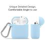 Airpods Case, GMYLE Silicone Protective Shockproof Wireless Charging Airpods Earbuds Case Cover Skin with Keychain kit Set, Women Girls Men, Compatible for Apple AirPods 2 & 1 – Sky Blue