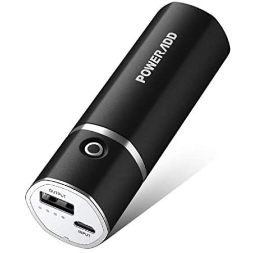 Poweradd Slim 2 5000mAh Ultra-compact Portable Power Bank External Battery Pack with ID Identify Tech for iPhone, iPad, Samsung Galaxy and More - Black